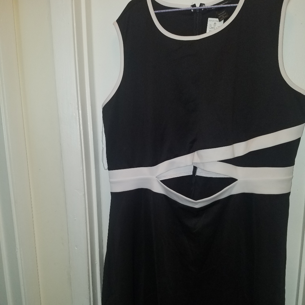 Ashley Stewart BLACK AND WHITE CUTOUT DRESS